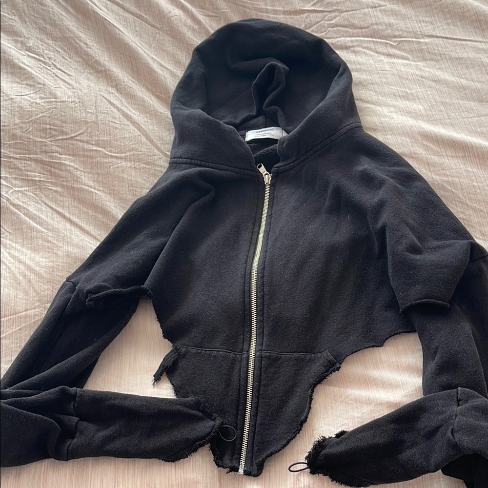 Chic Black Distressed Hoodie